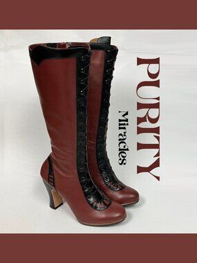 *BRAND NEW!* Fluevog 2015 Miracles PURITY, Burgundy, Size 9.5 (Best for 9)! HOT!